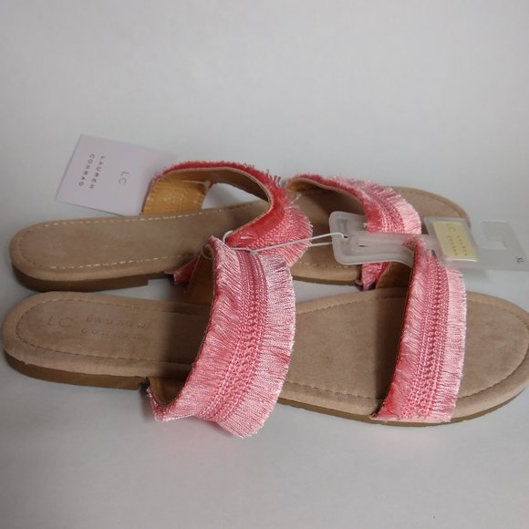 New LC Lauren Conrad Coral Boho Fringe Sandals - Picture 2 of 6